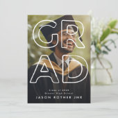 編集可能な高度卒業 |写真モダン 案内状 (スタンド正面)