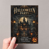 編集可能な高級ゴシックハロウィンパーティー招待状 アクリル招待状 (インサイチュ (ポータブル))