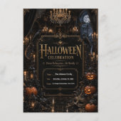編集可能な高級ゴシックハロウィンパーティー招待状 招待状 (正面)