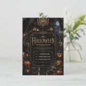 編集可能な高級ゴシックハロウィンパーティー招待状 招待状 (スタンド正面)