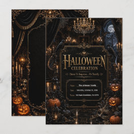編集可能な高級ゴシックハロウィンパーティー招待状 招待状