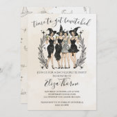 編集可能な魔女パーティの招待状 – ハロウィンガールズ 招待状 (正面/裏面)