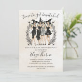 編集可能な魔女パーティーの招待状 - ハロウィンの女の子たち 招待状 (スタンド正面)