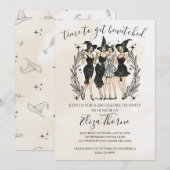 編集可能な魔女パーティーの招待状 - ハロウィンガールズ 招待状 (正面/裏面)