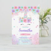 編集可能な魔法のユニコーンの誕生日招待状 招待状 (スタンド正面)