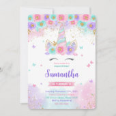 編集可能な魔法のユニコーンの誕生日招待状 招待状 (正面)