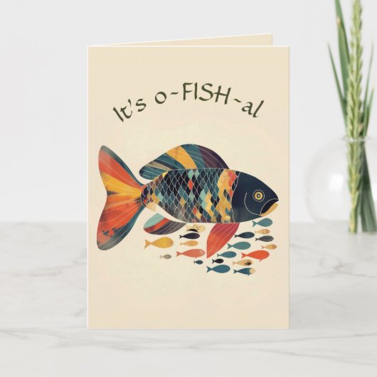 編集可能な魚の公式な誕生日おめでとう、もうすぐ古希 カード (正面)
