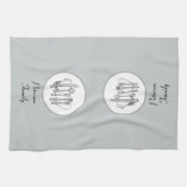 編集可能な黒、白および灰色の銀器の器具 キッチンタオル (横)