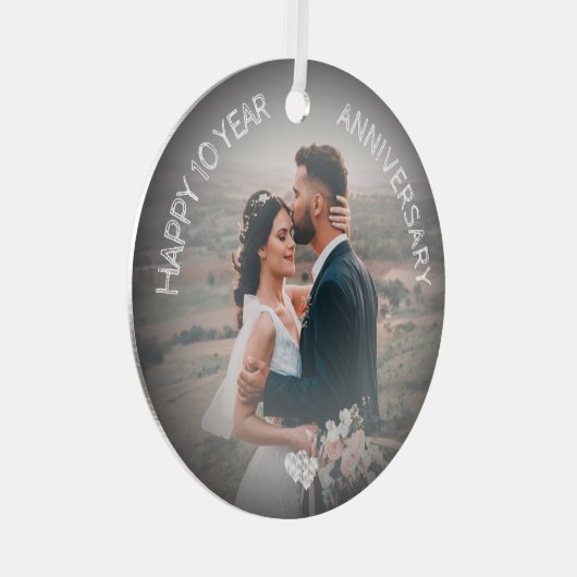編集可能な10周年記念カスタム メタルオーナメント (正面右)
