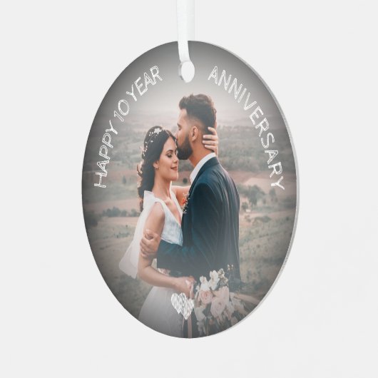 編集可能な10周年記念カスタム メタルオーナメント (正面左)