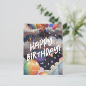 編集可能な2日間の虹の風船グリーティング ポストカード (スタンド正面)