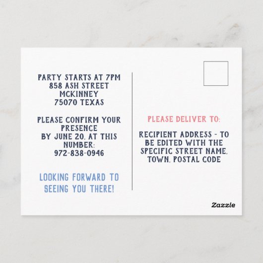 編集可能な2日間の虹の風船グリーティング ポストカード (裏面)