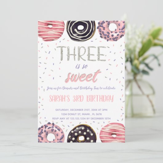 編集可能な3rd誕生日パーティー招待状 招待状 (スタンド正面)