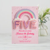 編集可能な5歳の誕生日招待状、5歳の誕生日 招待状 (スタンド正面)