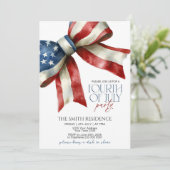 編集可能な7月4日パーティの招待状と赤い白 招待状 (スタンド正面)