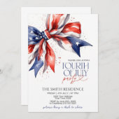 編集可能な7月4日パーティー招待状 赤いホイ 招待状 (正面/裏面)