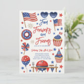 編集可能な7月4日BBQ招待状 招待状 (スタンド正面)