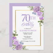 編集可能な70歳の誕生日パーティー招待状テンプレート 招待状 (正面/裏面)