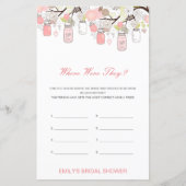 編集可能な どこで何してた？ ブライダルシャワー ゲーム (正面)