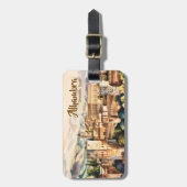 編集可能な ヴィンテージ グラナダ スペイン アルハンブラ 水彩画 ラゲッジタグ (正面縦)