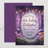 編集可能な 年間 紫の蝶の誕生日パーティー 招待状 (正面/裏面)