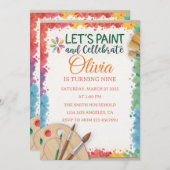 編集可能な「絵を描いてお祝いしよう」 招待状 (正面/裏面)