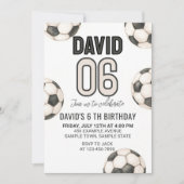 編集可能な ANY AGE サッカー誕生日パーティー招待状 招待状 (正面)