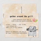 編集可能な BBQパーティーの招待状 ラウンドザグリル 招待状 (正面/裏面)