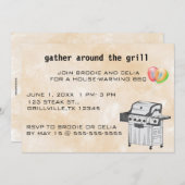 編集可能な BBQ の焼き肉パーティー 招待状 (正面/裏面)