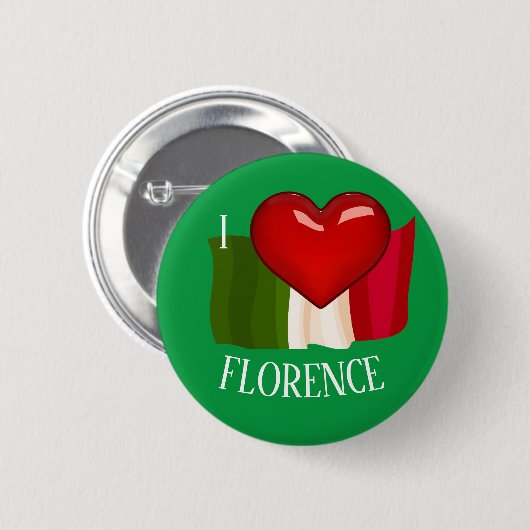 編集可能な(I LOVE (HEART) FLORENCE) 缶バッジ (正面&裏面)