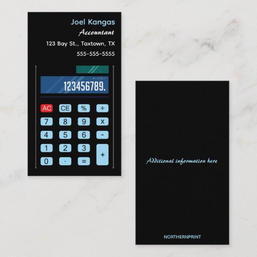 編集可能なAccountant Calculator 名刺 (正面/裏面)