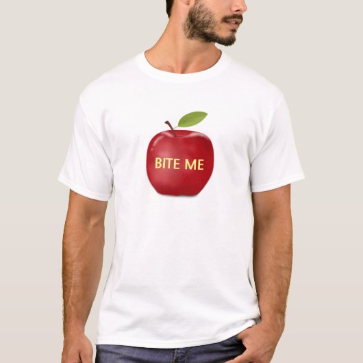 編集可能なBite meテキスト付きアップル Tシャツ (正面)