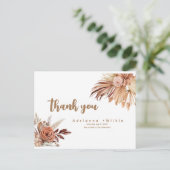 編集可能なBohoとPampasサンキューカード。 ポストカード (スタンド正面)