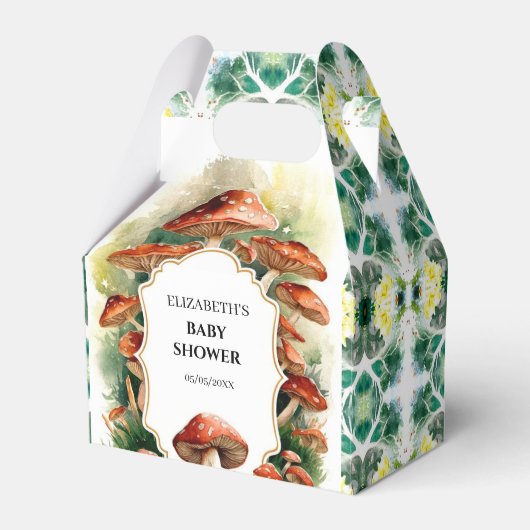 編集可能なBohoキノコ赤ちゃんシャワー フェイバーボックス (正面サイド)