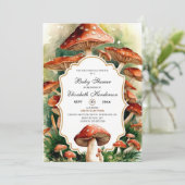 編集可能なBohoキノコ赤ちゃんシャワー 招待状 (スタンド正面)