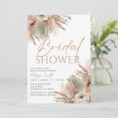 編集可能なBoho Bridalシャワー招待， Pampas 招待状 (スタンド正面)