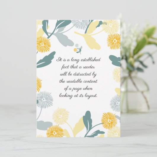 編集可能なDandelionフローラアートサンキューカード サンキューカード (スタンド正面)