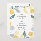 編集可能なDandelionフローラアートサンキューカード ポストカード (正面/裏面)