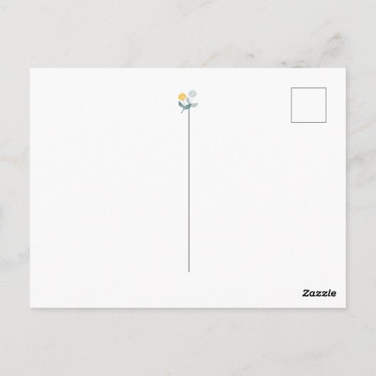 編集可能なDandelionフローラアートサンキューカード ポストカード (裏面)