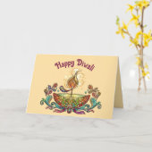 編集可能なDiwaliランプのグリーティングカード カード (黄色い花)