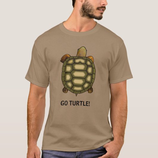 編集可能なGo Turtleテキスト付きカメTシャツ Tシャツ (正面)