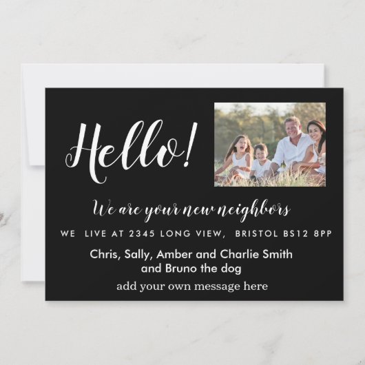 編集可能なHello Neighbor、新しいアドレス、導入部 招待状 (正面)