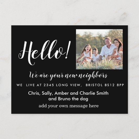 編集可能なHello Neighbor、新しいアドレス、導入部 案内ポストカード (正面)
