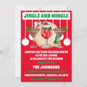 編集可能なJingle & Mingleクリスマスカクテルパーティー 招待状 (正面)