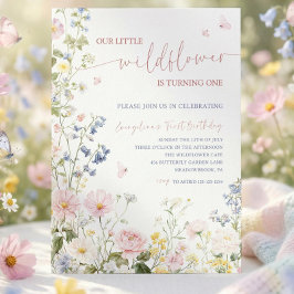 編集可能なLittle Wildflowerベビーシャワーの招待状 招待状