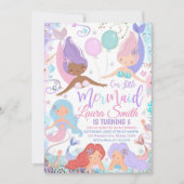 編集可能なMermaid誕生日パーティーの招待 招待状 (正面)