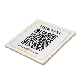 編集可能なQRコードとイエローゴールドの縁取りテキスト タイル