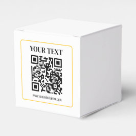 編集可能なQRコードとイエローゴールドの縁取りテキスト フェイバーボックス