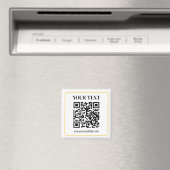 編集可能なQRコードとイエローゴールドの縁取りテキスト マグネット (インサイチュ (食洗機))
