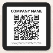 編集可能なQRコードとカスタマイズシンプル可能なデザイン スクエアペーパーコースター (正面)